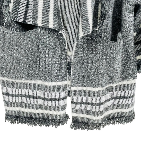 Anthropologie SaturdaySunday Portland Collar Gray Sweater/Cardigan w/Fringe - Picture 8 of 14